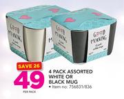 4 Pack Assorted White Or Black Mug-Per Pack