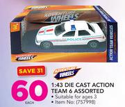 Adventure Wheels 1:43 Die Cast Action Team 6-Each