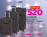 Fusion 50cm Soft 4 Wheeler Upright Trolley Black