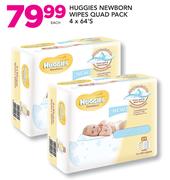 Huggies Newborn Wipes Quad Pack-4 x 64 Per Pack