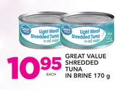 Great Value Shredded Tuna In Brine-170gm Each