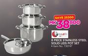 Tissolli 8 Piece Stainless Steel Solid Lids Pot set