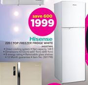 Hisense 220Ltr Top Freezer Fridge White (H220TWH)