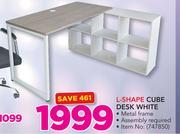 L-Shape Cube Desk White