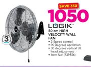 Logik 50cm High Velocity Wall Fan