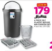 Missmolly 4 Piece 50Ltr Plastic Refuse Bin Starter Set