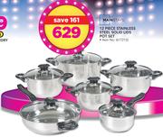 Mainstays 12 Piece Stainless Steel Solid Lids Pot Set