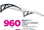 Duolite 1200mm Awning Clear