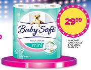 Baby Soft Toilet Rolls 2 Ply Mini's White 9's