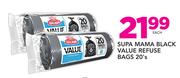Supa Mama Black Value Refuse Bags 20's-Each
