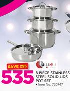 Tissolli 8 Piece Stainless Steel Solid Lids Pot Set