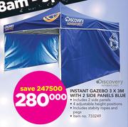 Discovery Adventures Instant Gazebo 3 x 3m With 2 Side Panels Blue
