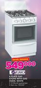 Zero 4 Plate Gas Stove With Gas Oven-White