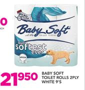 Baby Soft Toilet Rolls 2 Ply White-9's