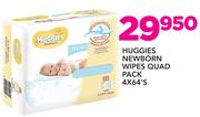 Huggies Newborn Wipes Quad Pack-4 x 64's