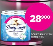 Baby Soft Toilet Rolls 2 Ply White-18 Per Pack
