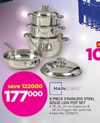 Mainstays 8 Piece Stainless Steel Solid Lids Pot Set