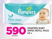 Pampers Baby Wipes Refill Pack 64's-Per Pack