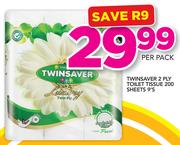 Twinsaver 2 Ply Toilet Tissue 200 Sheets-9's Per Pack