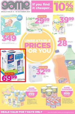 Game KZN : Unbeatable Prices For You (4 Oct - 10 Oct 2017), page 1
