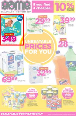Game KZN : Unbeatable Prices For You (4 Oct - 10 Oct 2017), page 1