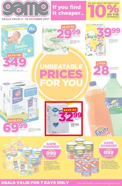 Game KZN : Unbeatable Prices For You (4 Oct - 10 Oct 2017), page 1