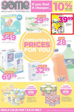 Game KZN : Unbeatable Prices For You (4 Oct - 10 Oct 2017), page 1
