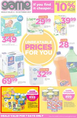 Game KZN : Unbeatable Prices For You (4 Oct - 10 Oct 2017), page 1