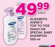 Elizabeth Anne's Top To Toe Wash or Special Baby Shampoo-500ml Each