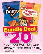1x Doritos 150g And 1x Simba Cheese Twirls 110g-For Both