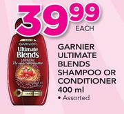 Garnier Ultimate Blends Shampoo Or Conditioner-400ml Each
