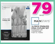 Mainstays 16 Piece Stainless Steel Cutlery Set-Per Set