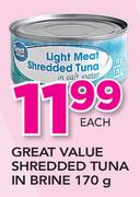 Great Value Shredded Tuna In Brine-170g