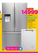 Hisense 536ltr French Door Fridge H720FS-WD + Hisense 130ltr Chest White Freezer