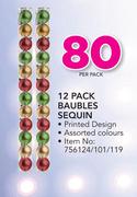 Santa's Trading 12 Pack Baubles Sequin-Per Pack