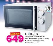 Logik 20ltr White Manual Microwave P70H20L-SEW