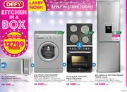 Defy 28ltr Electronic Microwave, 6kg Washing Machine DAW374, 60cm Black Oven & Hob And 450Ltr Fridge