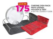 Chrome Dish Rack With Utensil Holder & Tray-Each