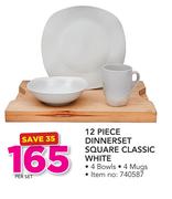 12-Piece Dinnerset Square White Classic-Per Set