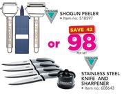 Verimark Shogun Peeler Or Stainless Steel Knife And Sharpener-Per Set