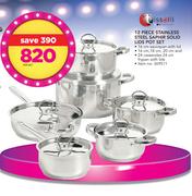 Tissolli 12-Piece Stainless Steel Saphir Solid Lids Pot Set-Per Set