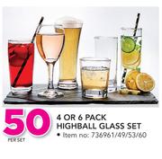 4 Or 6 Highball Glass Set-Per Set