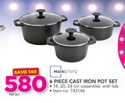 Mainstays 6-Piece Cast Iron Pot Set-Per Set