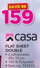 Casa Flat Sheet Double With 2 Pillowcases 45x70cm