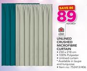 Always Home Unlined Crushed Microfibre Curtain 230x218cm In Taupe & Turquoise-Per Drop