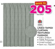 Always Home Taped Curtain Textured Damask 230x218cm-Per Drop