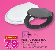 Mainstays Plastic Toilet Seat White Or Black-Each