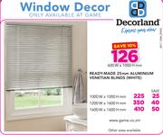 Decorland Ready-Made 25mm Aluminium Venetian Blinds White (1000W x 1000Hm)