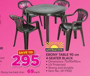 Antracite Ebony Table 90cm 4-Seater Black