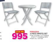 Pergoda 3 Piece Bristo Set Of 1 Folding Table & 2 Folding Chairs